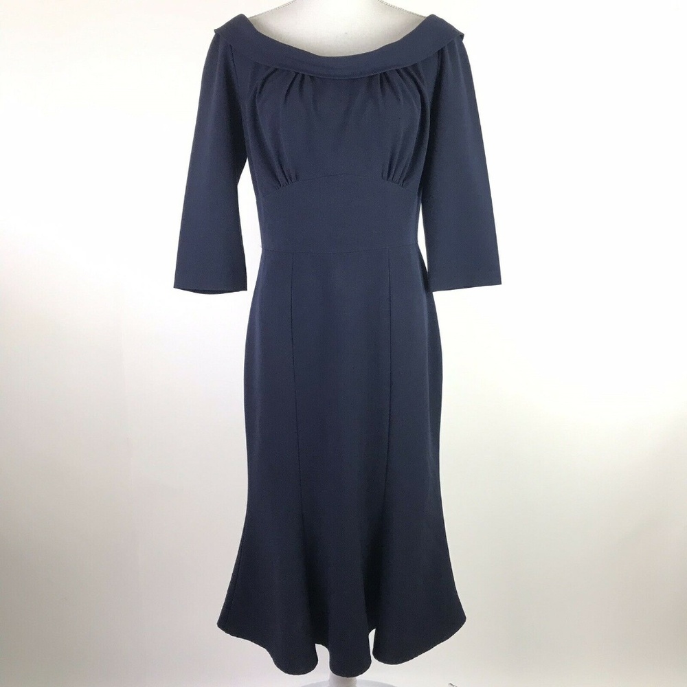 Stop Staring Dress Blue Pinup Mermaid Wiggle Midi